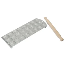 Aluminium Ravioliplaat Vierkant met Rolstok (24) 39x14cm**