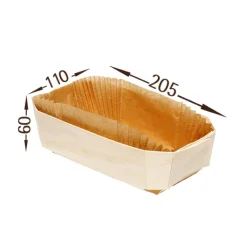 Bakvorm Hout Rechthoek 20,5x11x6cm + Bakpapier (per stuk)