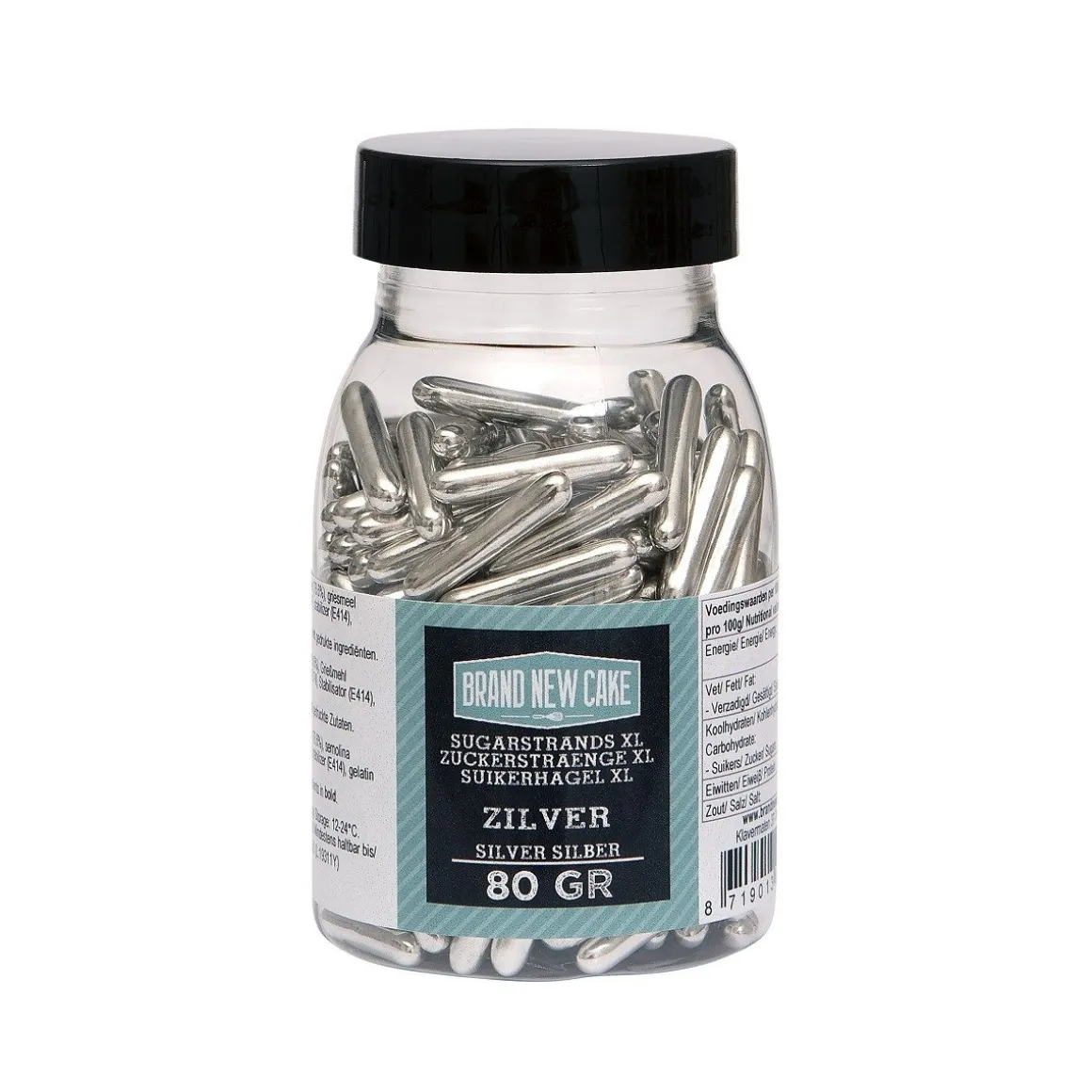 BrandNewCake Sugar Rods Metallic Zilver 80gr.