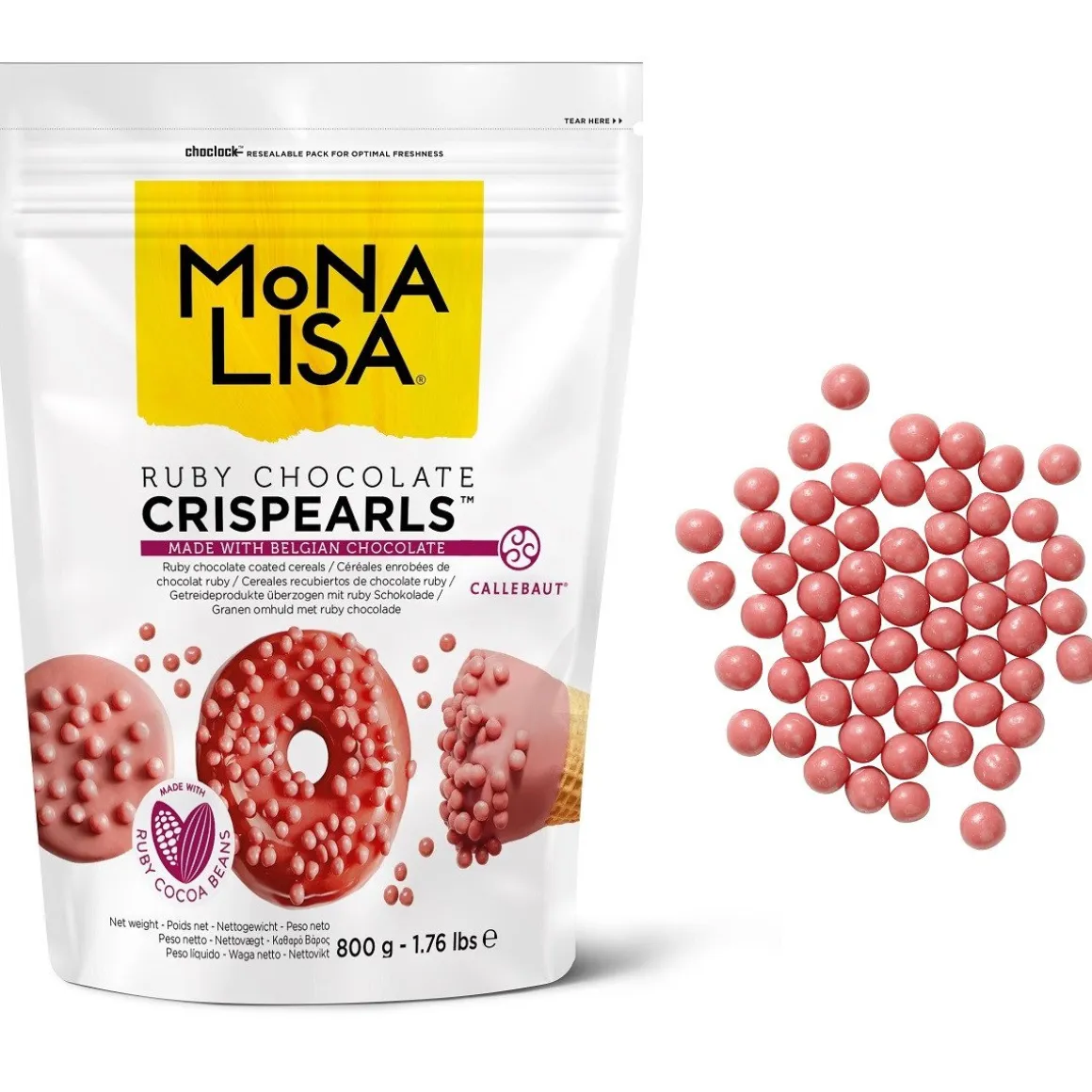 Callebaut Chocolade Crispy Pearls Ruby 800 gram