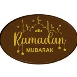 Chocoladedecoratie Ramadan Mubarak Ovaal 3,4x5,5cm 30st.