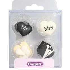 Culpitt Suikerdecoratie Mr&Mrs 25mm. 12 stuks