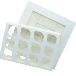 Cupcake Doosje 6 / 12 MINI Wit (incl. tray-venster) 3st.