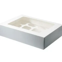 Cupcake Doosje 12 Wit (incl. tray met venster) 3st.