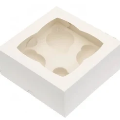 Cupcake Doosje 4 Wit (incl. tray met venster) 25st.