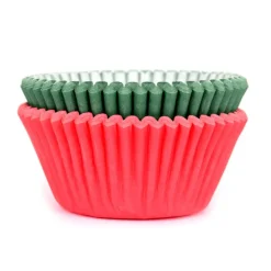 Cupcake Vormpjes HoM Effen Kerst Mix 50x33mm. 50st.