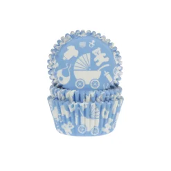 Cupcake Vormpjes HoM Geboorte Blauw 50x33mm. 50st.