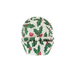Cupcake Vormpjes HoM Hulstblad met bes 50x33mm. 50st.