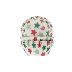 Cupcake Vormpjes HoM Kerst Sterren 50x33mm. 50st.
