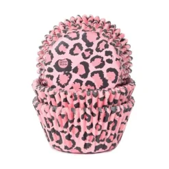 Cupcake Vormpjes HoM Luipaard Roze 50x33mm. 50st.