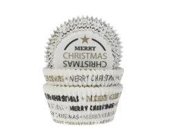 Cupcake Vormpjes HoM Merry Christmas Zwart/Goud 50x33mm 50st