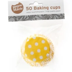Cupcake Vormpjes HoM Polkadot Geel 50x33mm. 50st.