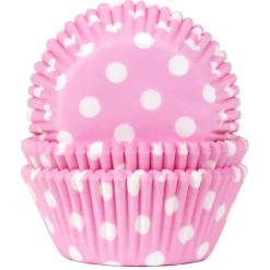 Cupcake Vormpjes HoM Polkadot Roze 50x33mm. 50st.