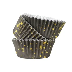 Cupcake Vormpjes PME Zwart met Goud 30 stuks