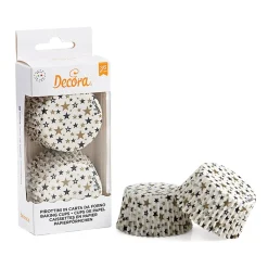 Cupcake Vormpjes Sterren Goud/Zwart Ø50x32(h) mm 36 stuks