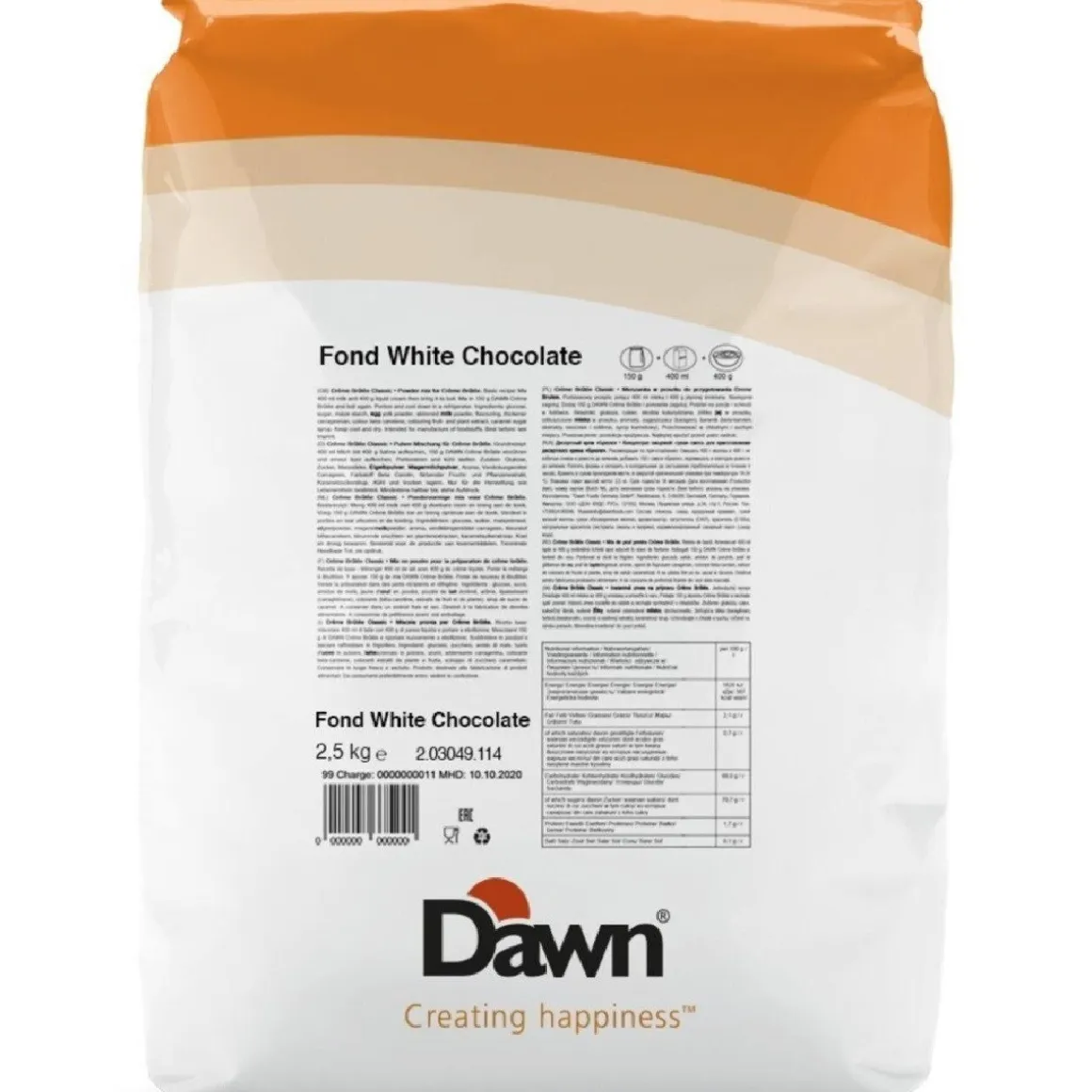 Dawn Fond Witte Chocolade Bavarois 2,5kg
