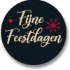 Etiket 'Fijne Feestdagen' Zwart Ø50mm (500st)**