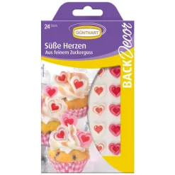 Günthart Suikerdecoratie Hartjes Roze/Wit 24st.