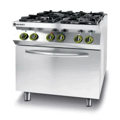 Hendi Gasfornuis 4-pits met convectieoven GN 1/1
