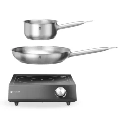 Hendi Set: Inductie kookplaat 3500W + steelpan + koekenpan