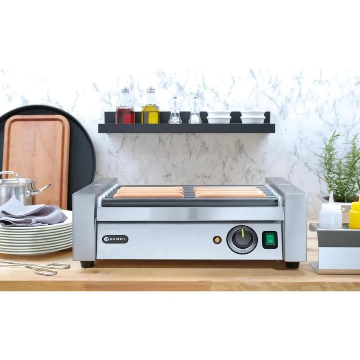 Hendi Worstenroller grill - één zone 7 rollers