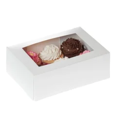 HoM Cupcake Doosje 6 Wit (incl. tray met venster) 2st.