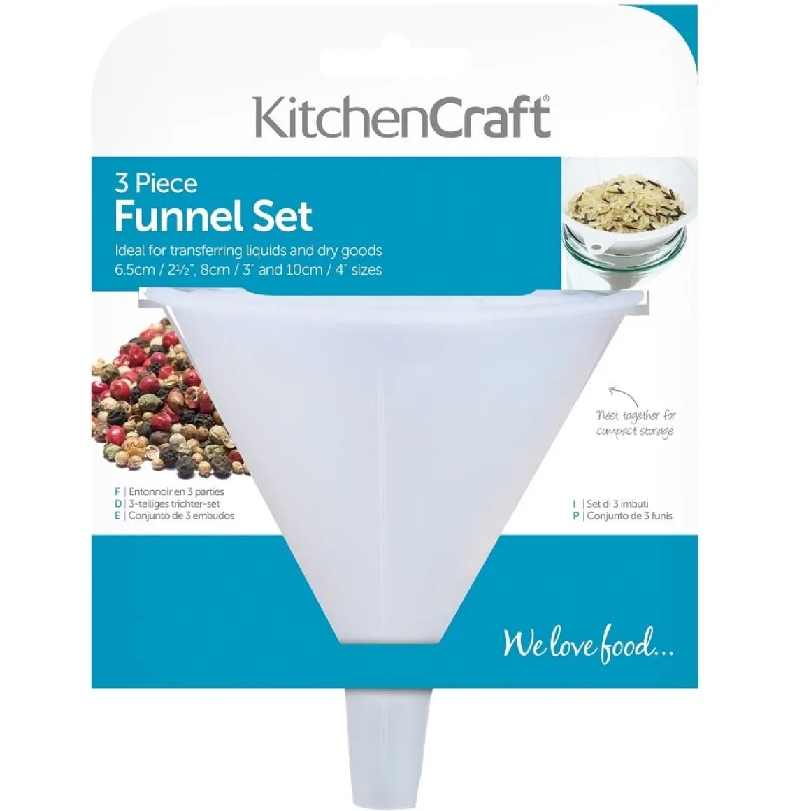 Kitchen Craft Trechters 6,5-8-10cm Set/3