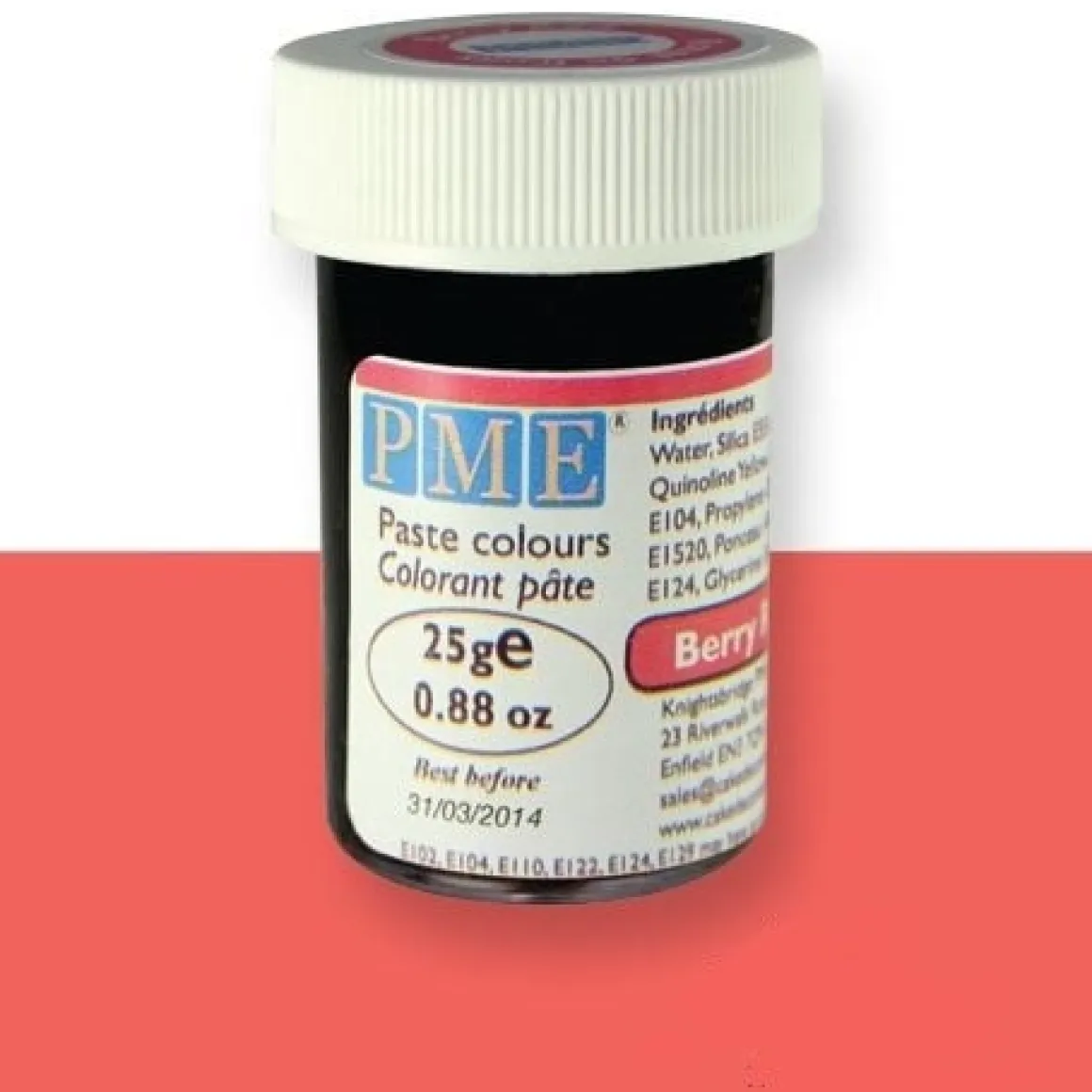 Kleurstof gel PME Berry Red 25 gram