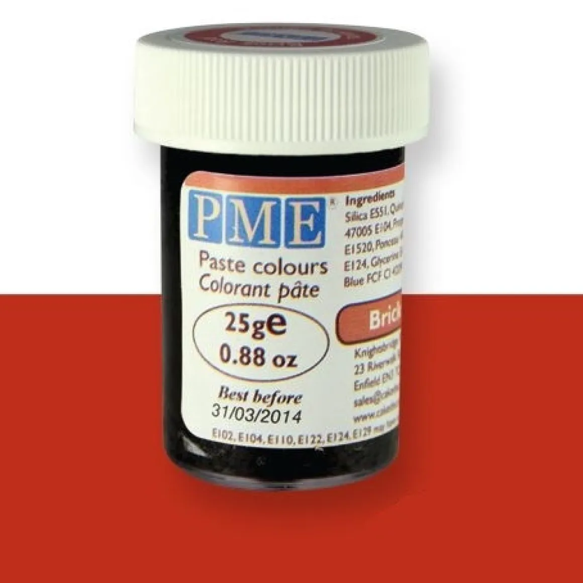 Kleurstof gel PME Brick Red 25 gram