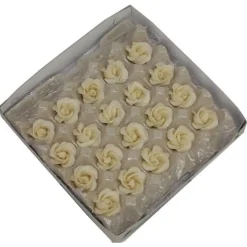 Marsepein rozen 5 blads 35mm 10 stuks, Wit Luxe