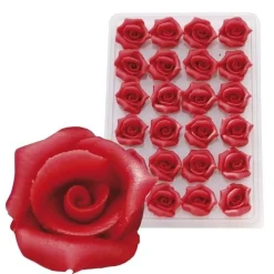 Marsepein Rozen Rood 6-blads 25mm (24 st.)