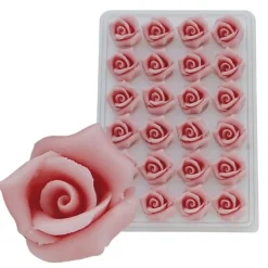 Marsepein Rozen Roze 6-blads 25mm (24 st.)