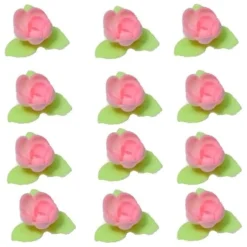 Ouwel rozen met 3 groene blaadjes Roze, 81 stuks