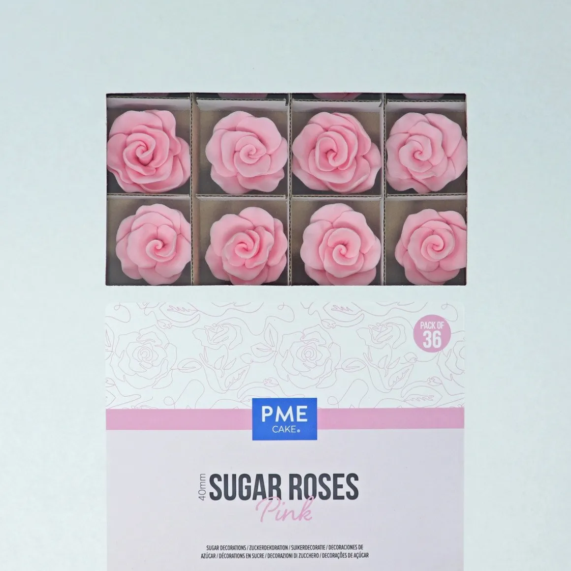 PME Suiker Rozen Roze Ø4cm 36st