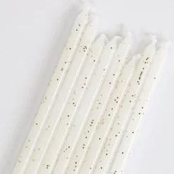 PME Taartkaarsjes Glitter Wit Extra Lang (15cm) Set/16