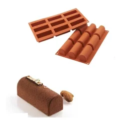 Siliconen Bakvorm Mini Buche 84x32x35mm (9x)