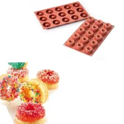 Silikomart Siliconen Bakvorm Mini Donuts Ø4,5-1,5x1,8cm (15)