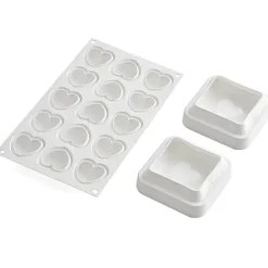Silikomart Siliconen Kit Hartjes (15) 4,5x4,4cm / 10x10cm