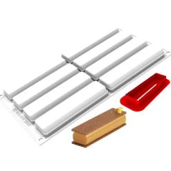 Silikomart Siliconen Vorm Rechthoek (8) 12,8x3,3cm + cutter