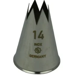 Spuitmondje gekarteld 6 Tands RVS 14mm