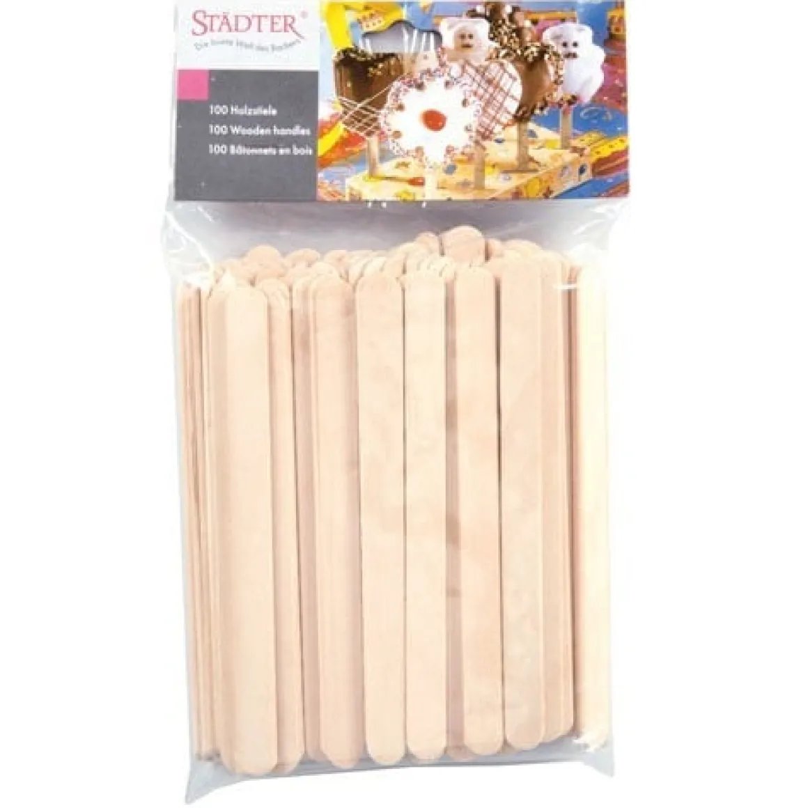 Städter Lolly/IJsstokjes plat hout 100 stuks 11cm