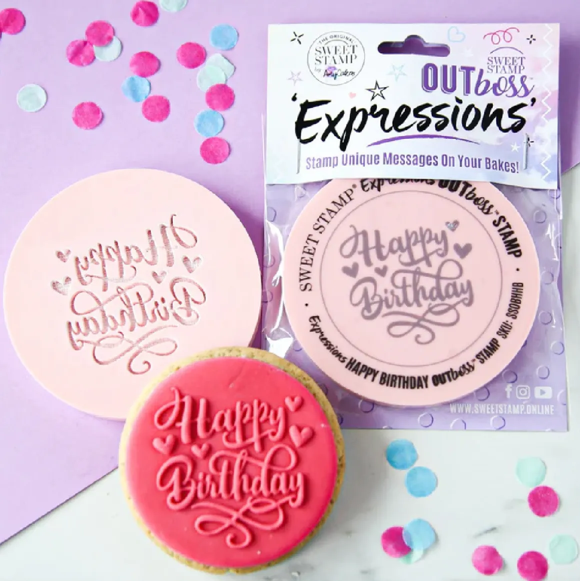 Sweet Stamp Outboss Hearts Happy Birthday