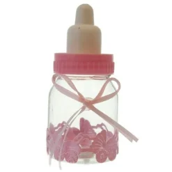 Taartdecoratie Baby Zuigfles Roze 9cm