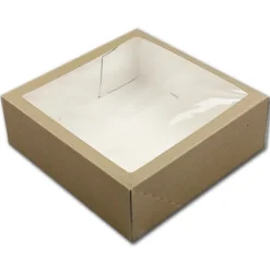 Taartdoos met venster 26x26x9cm. Kraft 3st