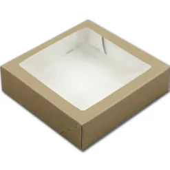 Taartdoos met venster 19x19x5cm. Kraft 3st