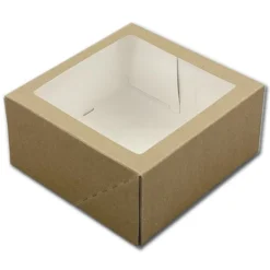 Taartdoos met venster 19x19x9cm. Kraft 3st