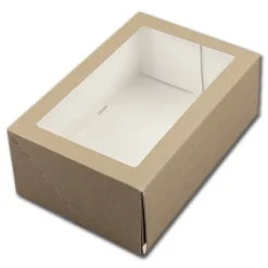Taartdoos met venster 21x14x9cm. Kraft 50st