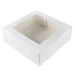 Taartdoos met venster 26x26x9cm. Wit 3st