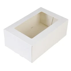 Taartdoos met venster 24x16x9cm. Wit 3st