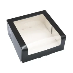 Taartdoos met venster 21x21x9cm Zwart**